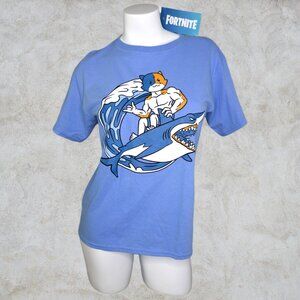 RARE Fortnite Meowscles on Shark Blue T-Shirt 2018 Genuine EPIC Fortnite Tee NWT